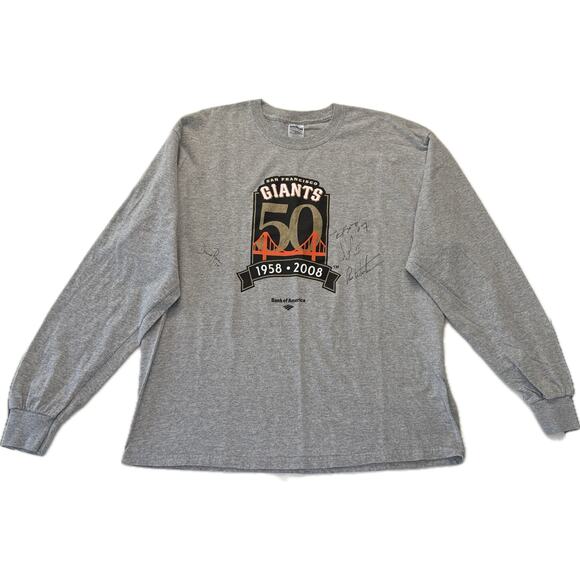 VTG Autographed San Francisco Giants 50th Anniversary 1958-2008 T Shirt Men's XL - Picture 1 of 16